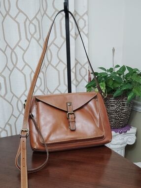 Patricia Nash Brown Leather Handbag Crossbody Bag shoulder strap